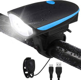 2-in-1 Rechargeable and Waterproof LED Cycle Front Lights (3 Modes) with Horn (140 dB), Cycle Bell